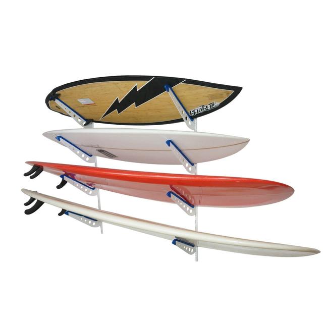 Adjustable Surfboard Wall Rack | 4 Boards | Durable Rubber Arms