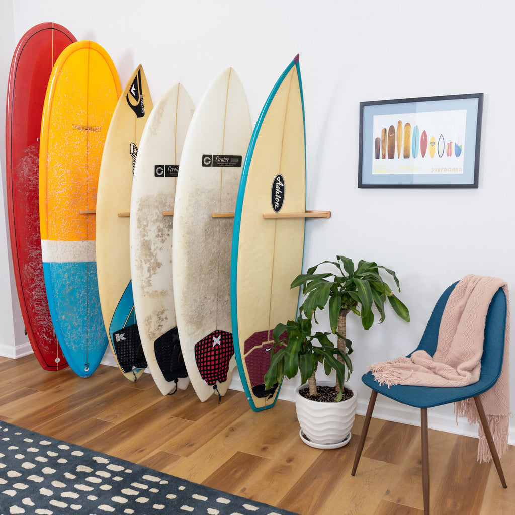 Holden Beach Surfboard Storage Vertical Wood Rack | Holds 6