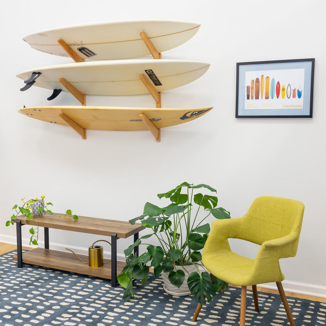 TidyTimber Surfboard Storage Wood Rack | Holds 3 Surfboards