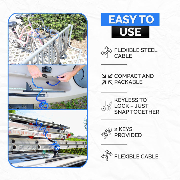 DocksLocks® Anti-Theft Weatherproof Coiled Security Cable with Key Lock (5&