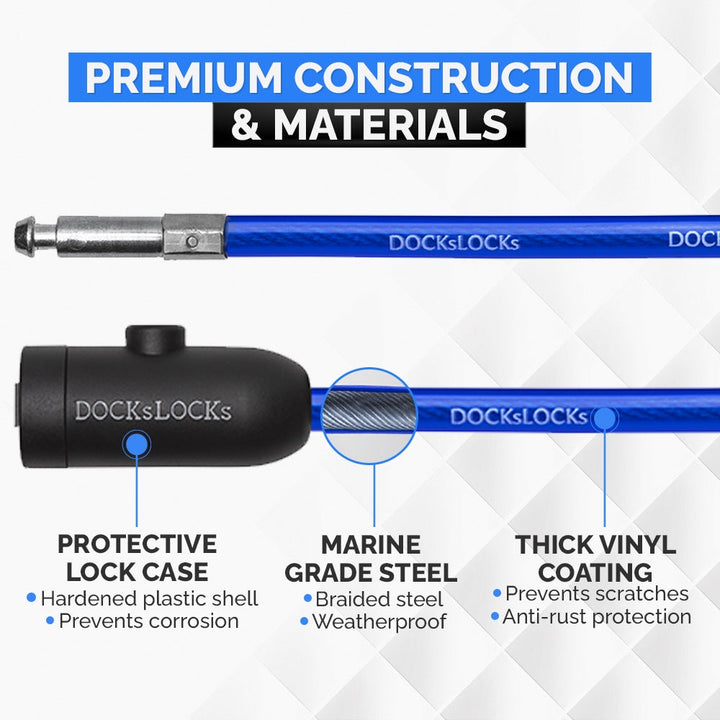 DocksLocks® Anti-Theft Weatherproof Coiled Security Cable with Key Lock (5&