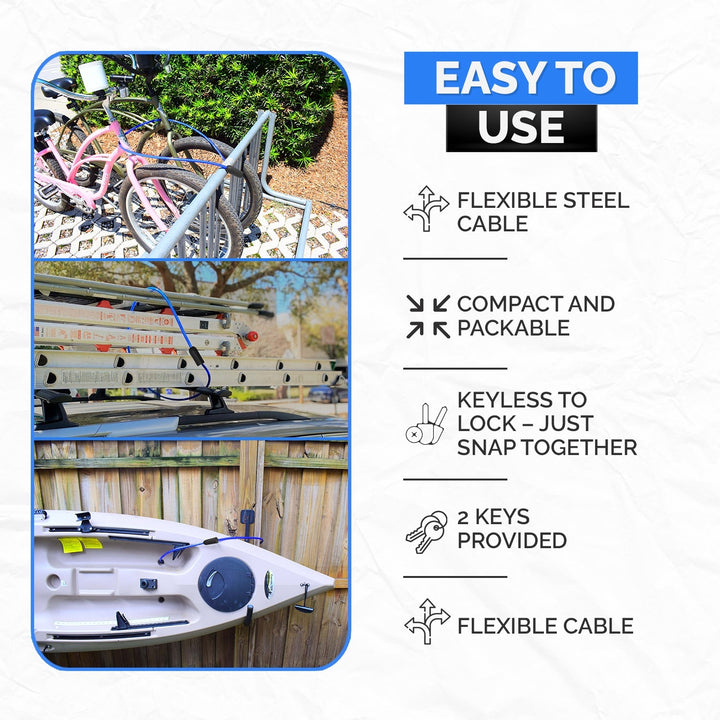 DocksLocks® Anti-Theft Weatherproof Straight Security Cable with Key Lock (5&