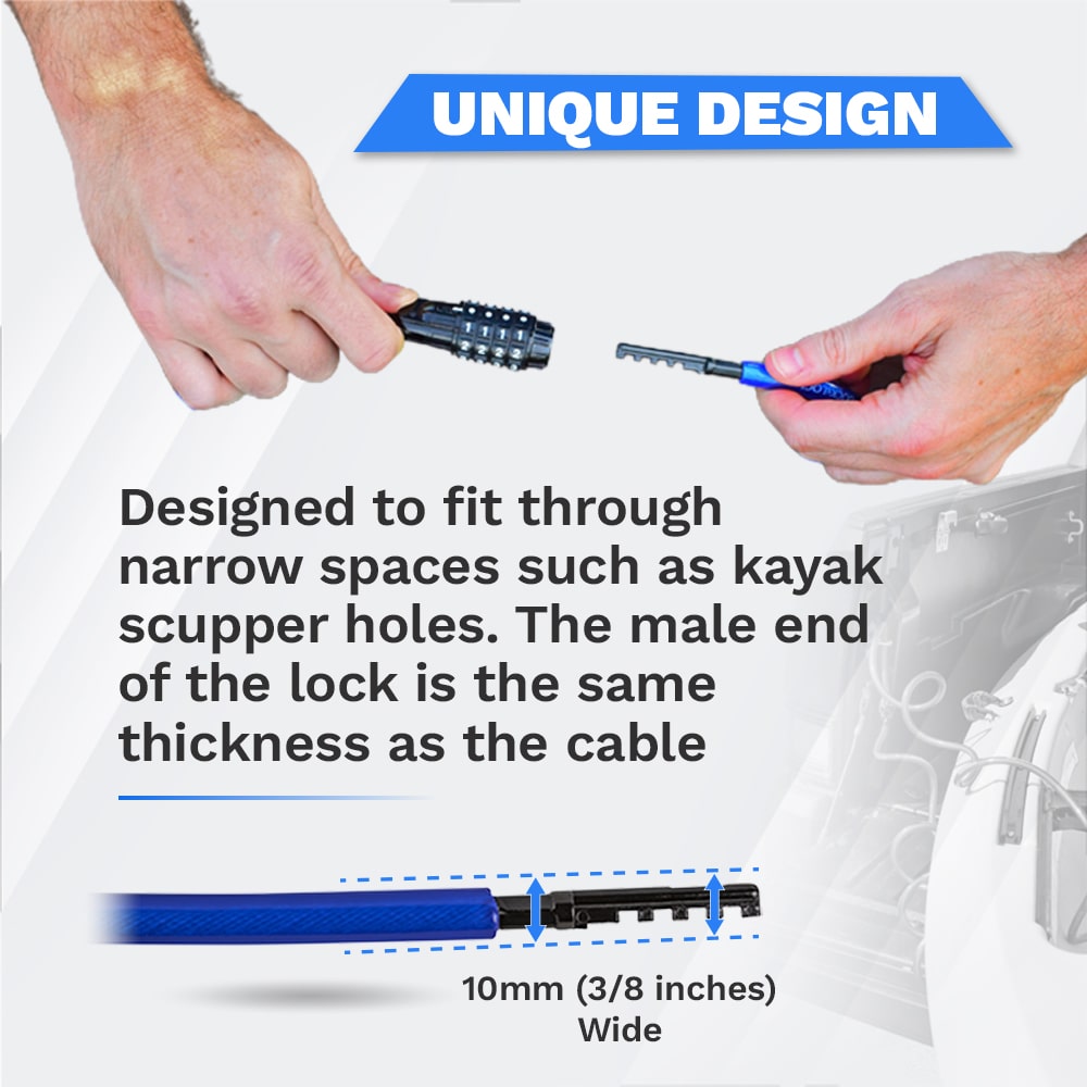 DocksLocks® Anti-Theft Weatherproof Straight Security Cable with Re-settable Combination Lock (5&