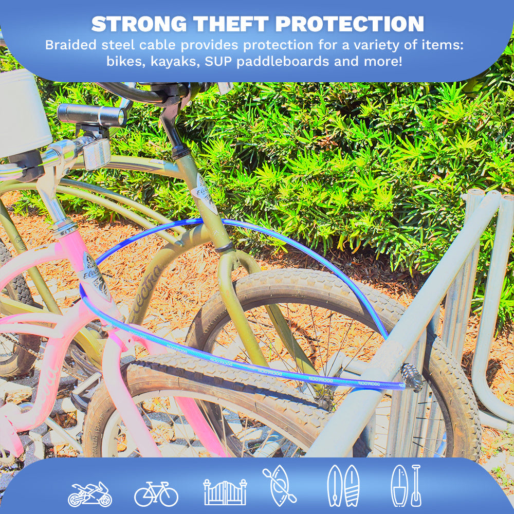 DocksLocks® Anti-Theft Weatherproof Straight Security Cable with Re-settable Combination Lock (5&
