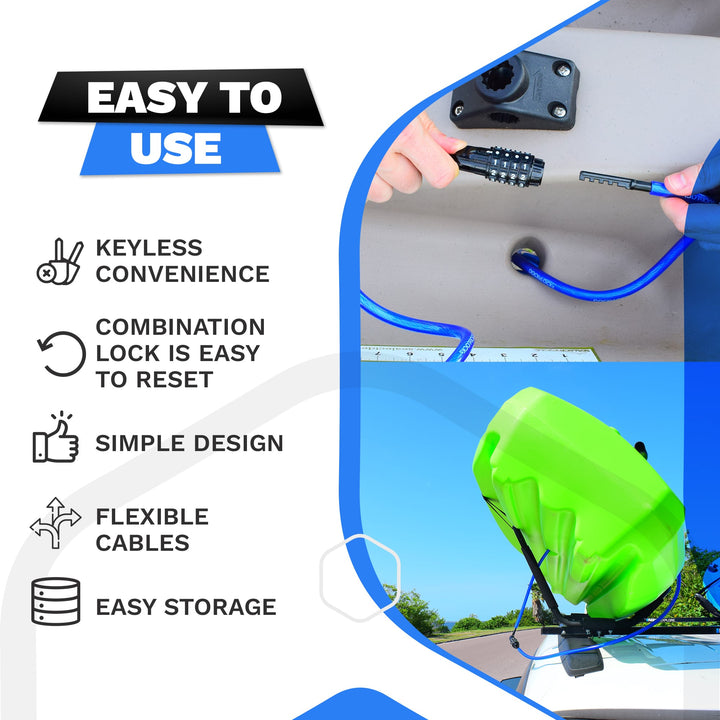 DocksLocks® Anti-Theft Weatherproof Straight Security Cable with Re-settable Combination Lock (5&