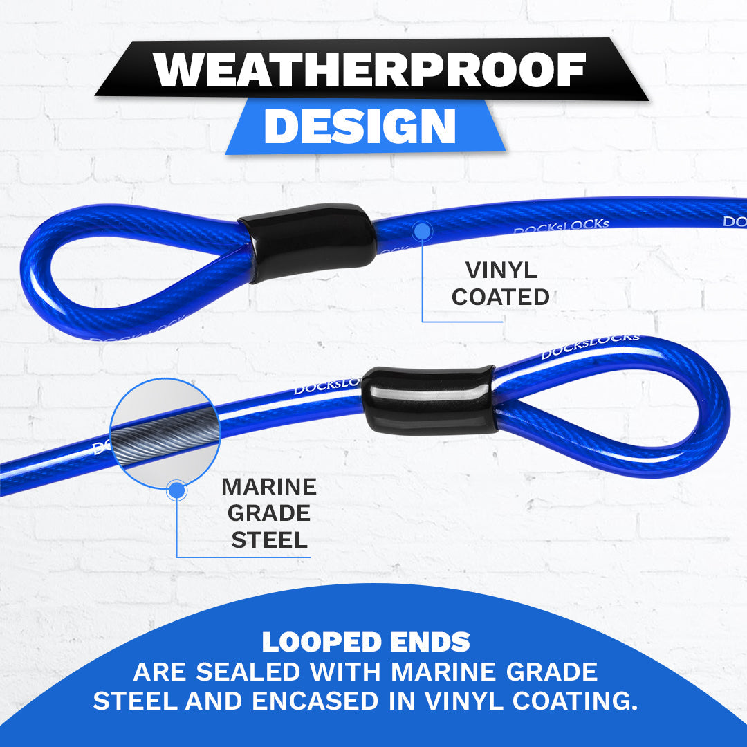 DocksLocks® Anti-Theft Weatherproof Coiled Security Cable with Looped Ends (5&