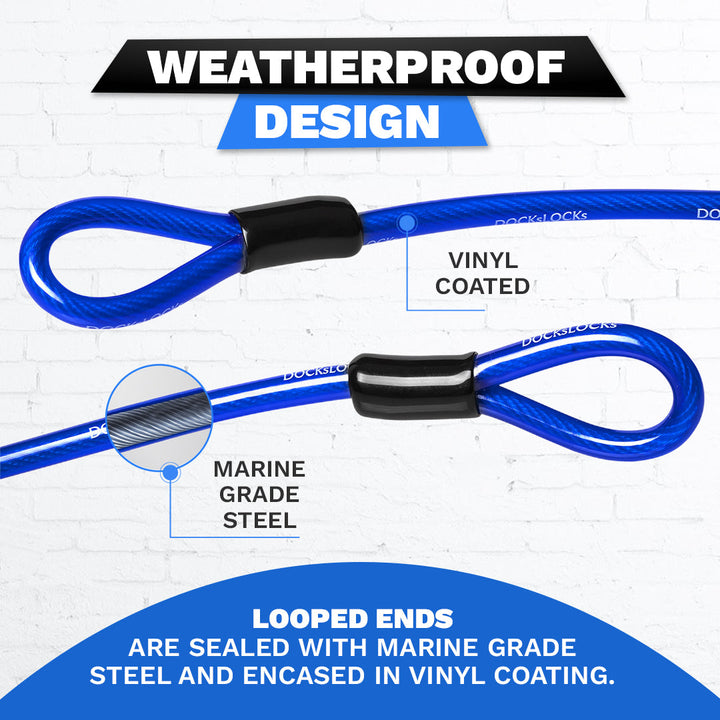 DocksLocks® Anti-Theft Weatherproof Coiled Security Cable with Looped Ends (5&