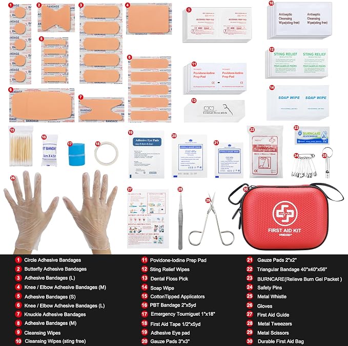 Mini First Aid Kit - 150 Piece Small Waterproof EVA Hard Shell Case