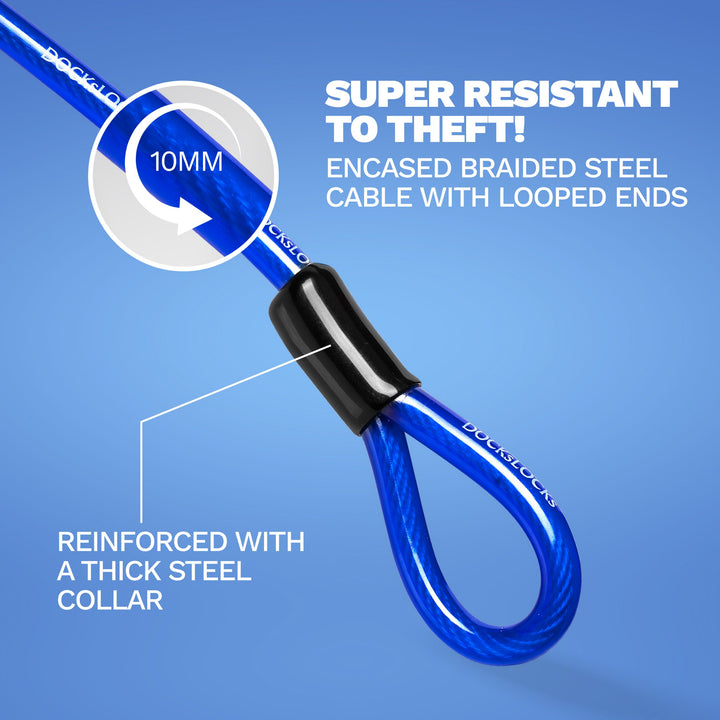 DocksLocks® Anti-Theft Weatherproof Straight Security Cable with Looped Ends (5&