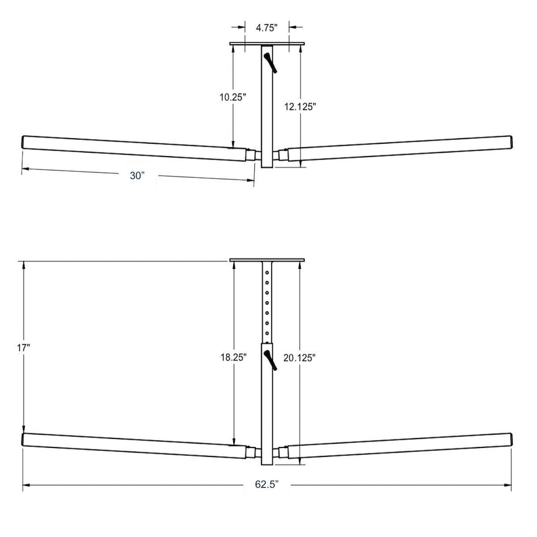 Hi-Port 2 | Kayak Adjustable Ceiling Storage Rack | Double | Holds 150 lbs