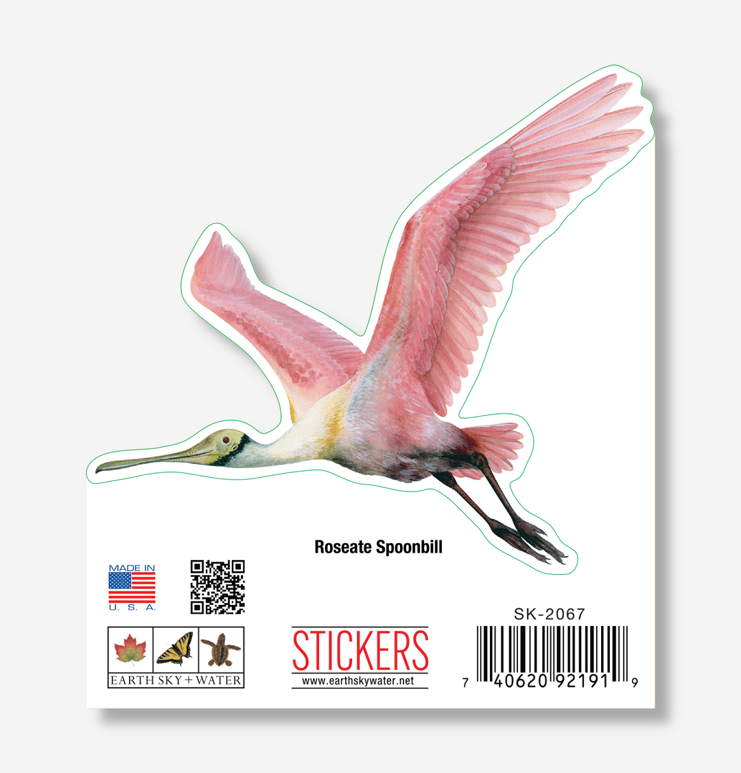 Roseate Spoonbill II Nature Sticker, 3.5" wide