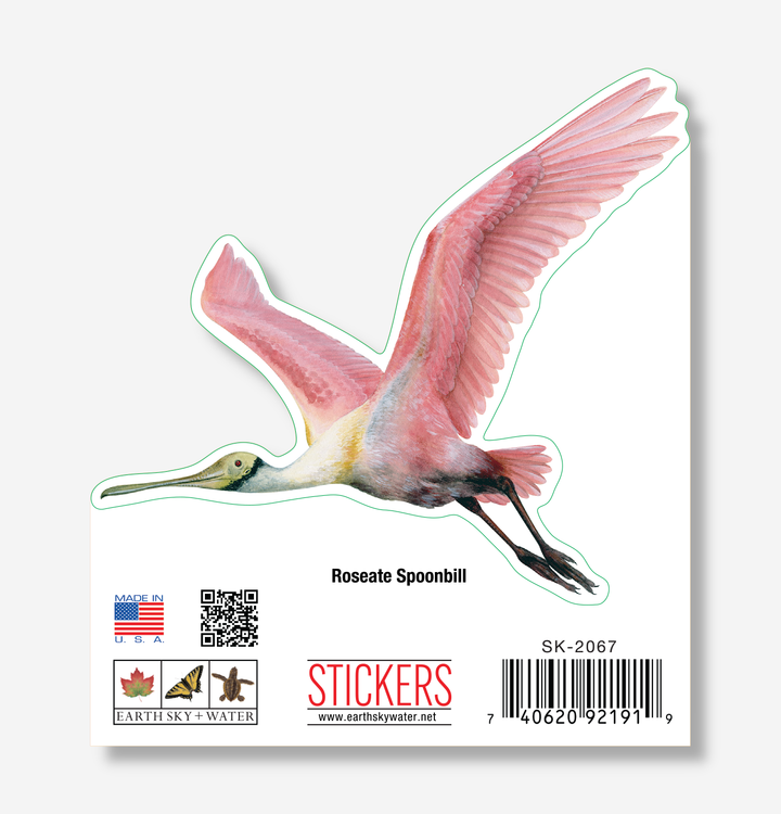 Roseate Spoonbill II Nature Sticker, 3.5" wide