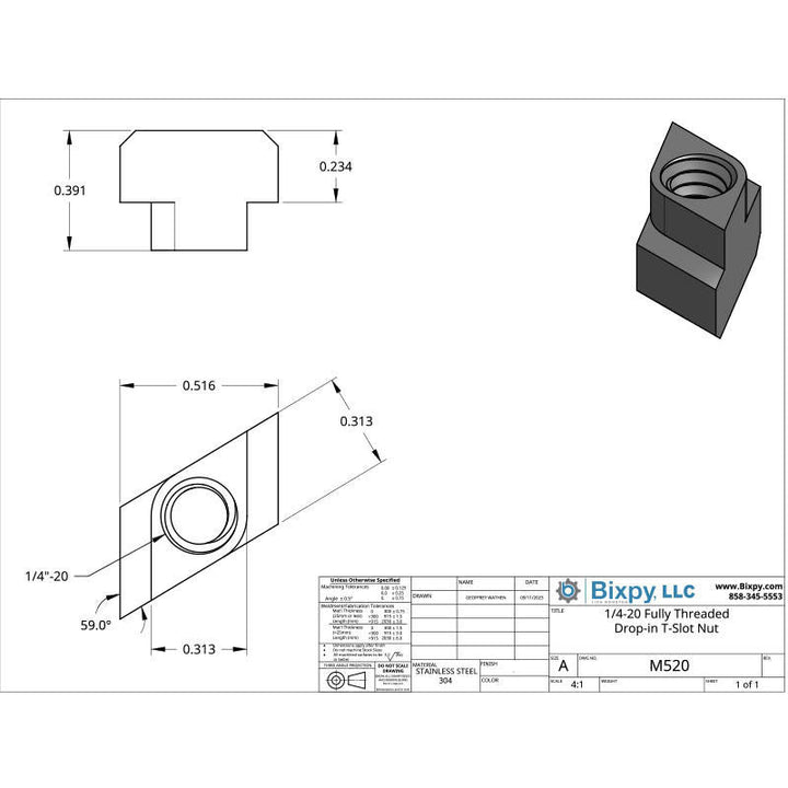 Drop & Lock T-Track Accessory Bolt (PP-768 Batteries)