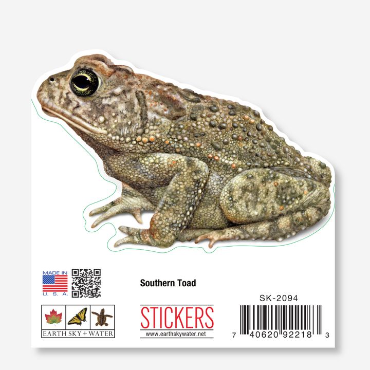 Southern Toad Nature Sticker, 3.5" wide