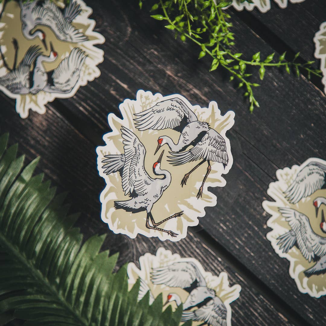 Dancing Cranes Sticker